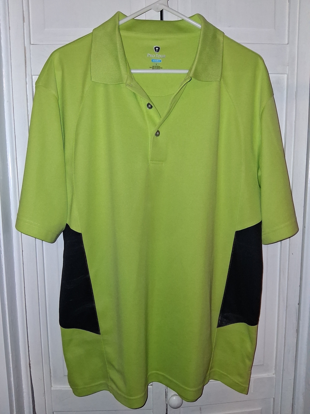 EUC Pro Tour CoolPlay Men's Lime Green Polo with Black Side Panels